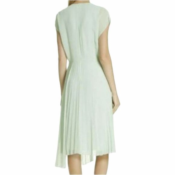 Lewit Dress Mint Green V Neck Asymmetrical Chifon Capped Sleeve Midi 6 - Picture 2 of 13